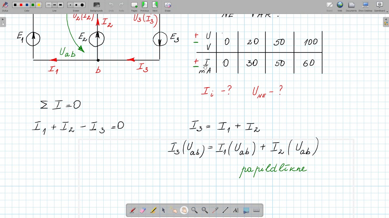 KT uzdevums. Nelineāras rezistīvas ķēdes. Divu mezglu metode.