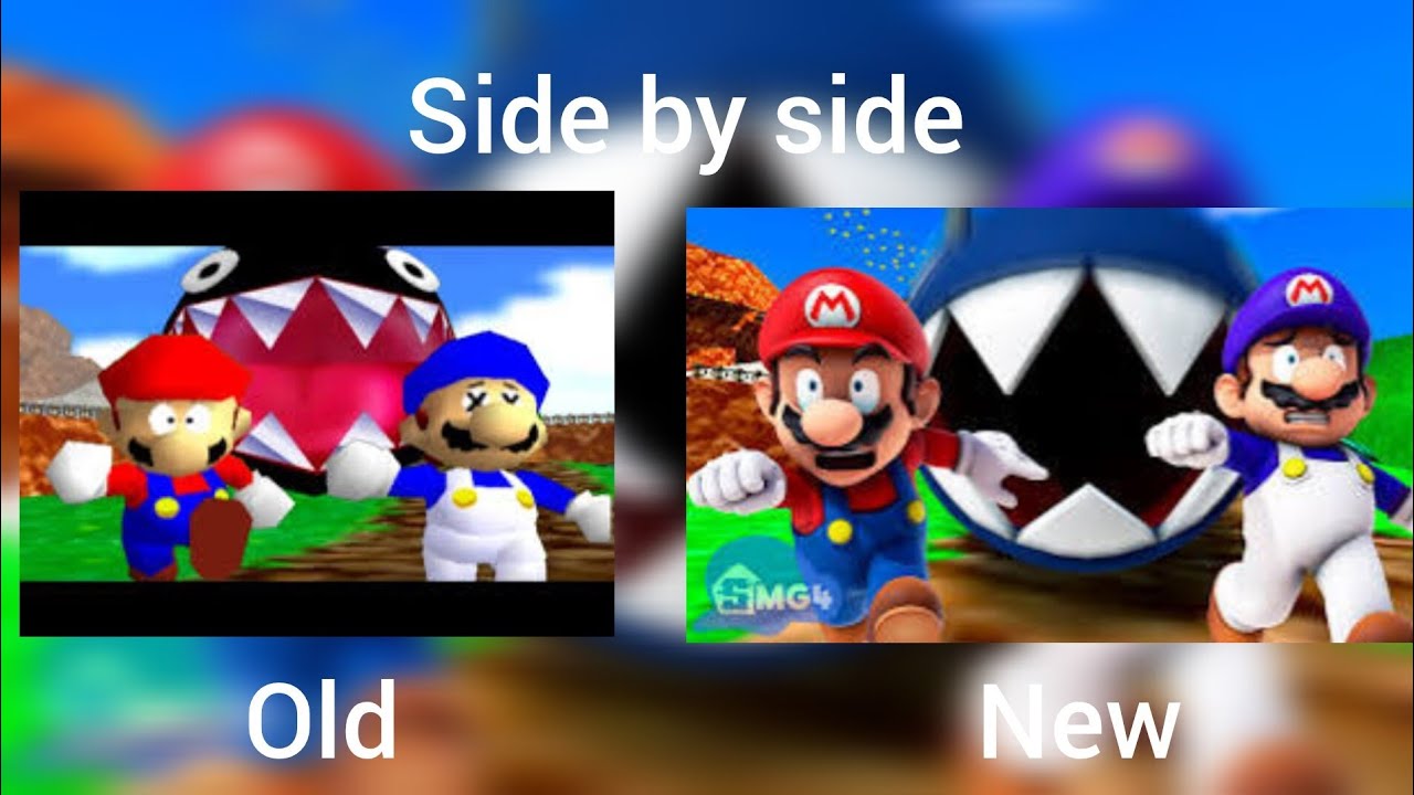 side by side of smg4 who let the chomp out