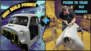 Priming the CAB and Fixing 70 year OLD fenders  1953 GMC