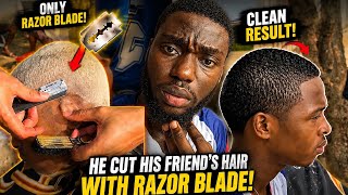 Clean Haircut With Razor Blade _ Guy Gave his friend. 🤣🤣 