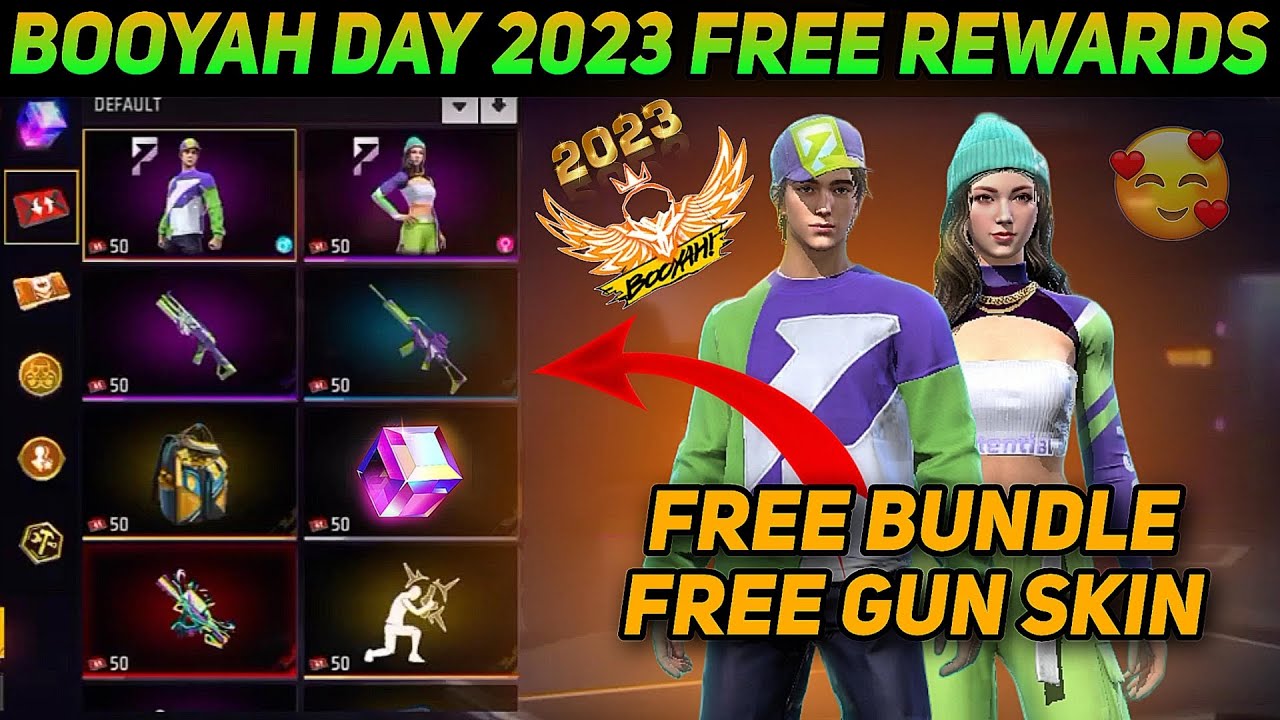 FREE FIRE BOOYAH DAY 2023 EVENT ALL FREE REWARDS