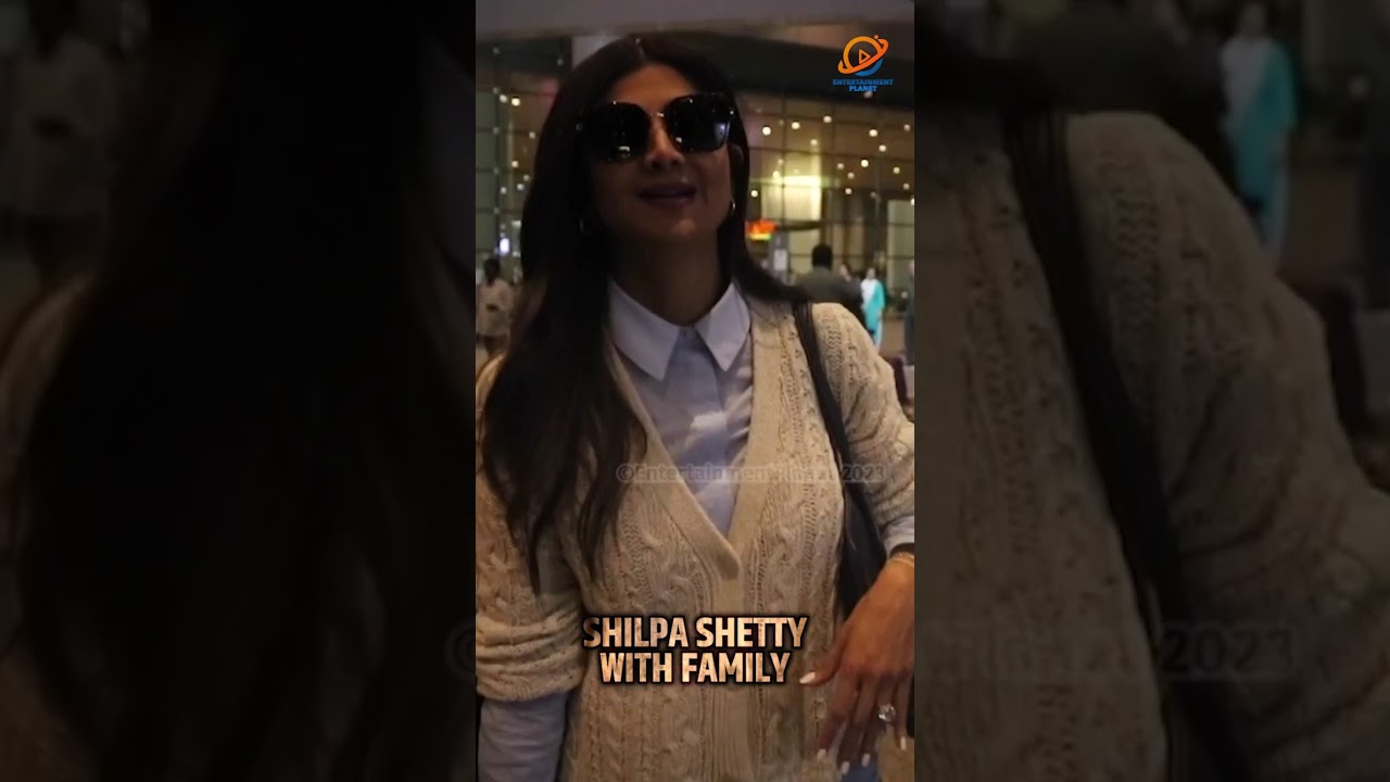Shilpa Shetty with family at Mumbai Airport Arrivals