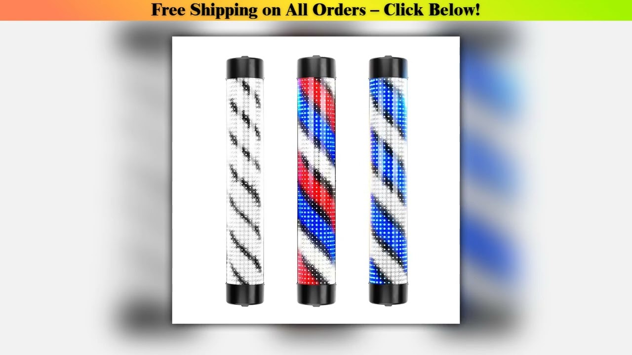 Rotating Barber Rod Lights Barber Shop Pole Waterproof Hair Salon Indoor Neon Signs Wall Mounted