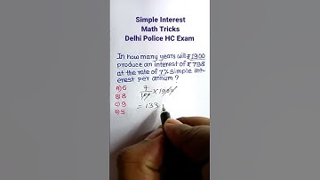 Simple interest Shortcuts/ Tricks / Solutions| Math for SSC CGL GD CHSL| #shorts