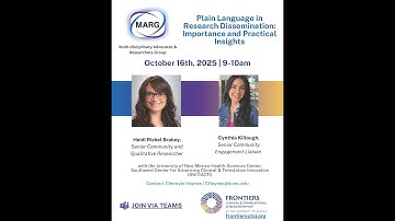 MARG Presenters Cynthia Killough & Heidi Brakey| Plain Language in Research Dissemination...