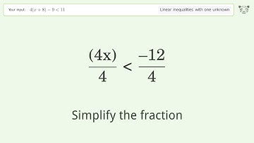 Solving Linear Inequalities: 4(x+8)-9 is Smaller Than 11