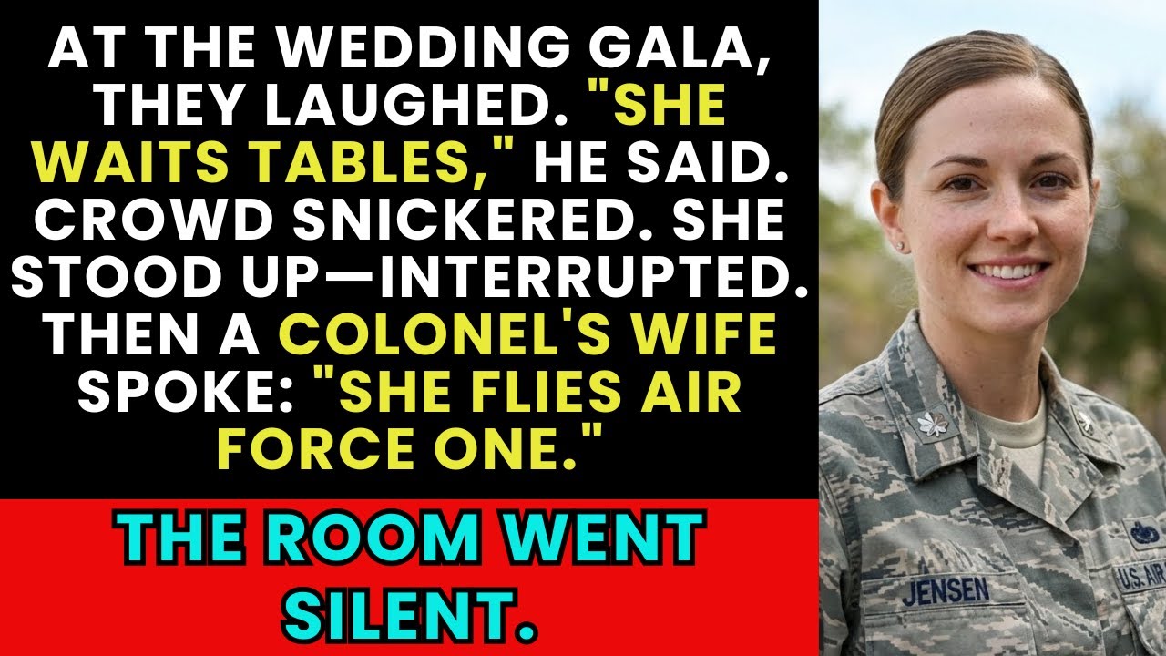 «Она работает официанткой», — сказал он. Затем кто-то прошептал: «Она летает на президентском сам...