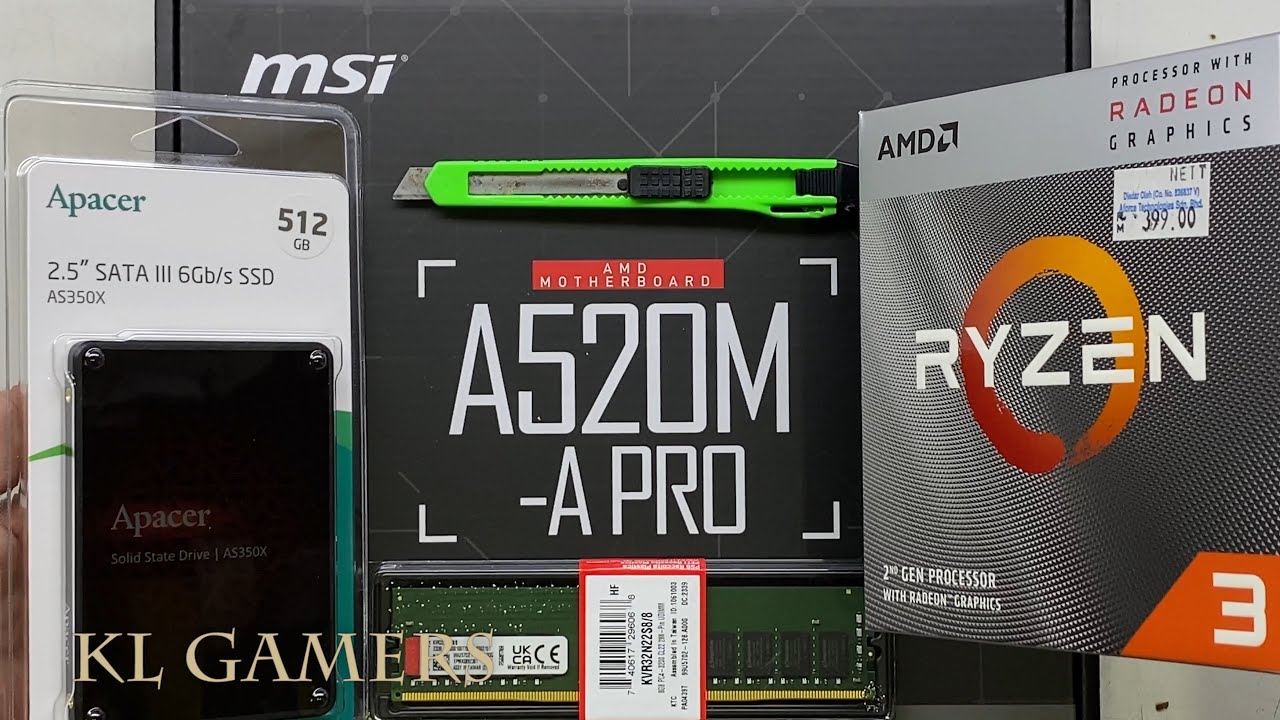 AMD Ryzen 3 3200G msi A520M-A PRO Apacer SSD Budget Gaming PC