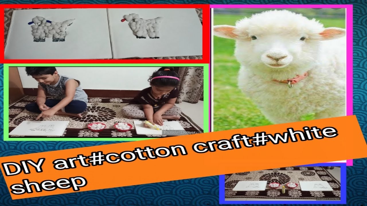 DIY art for kids with cotton | Sheep making with cotton balls | white ...