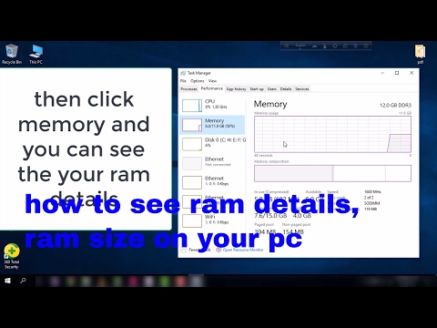 how to see ram details,ram size,ram type,free ram with task manager on your windows 10 pc