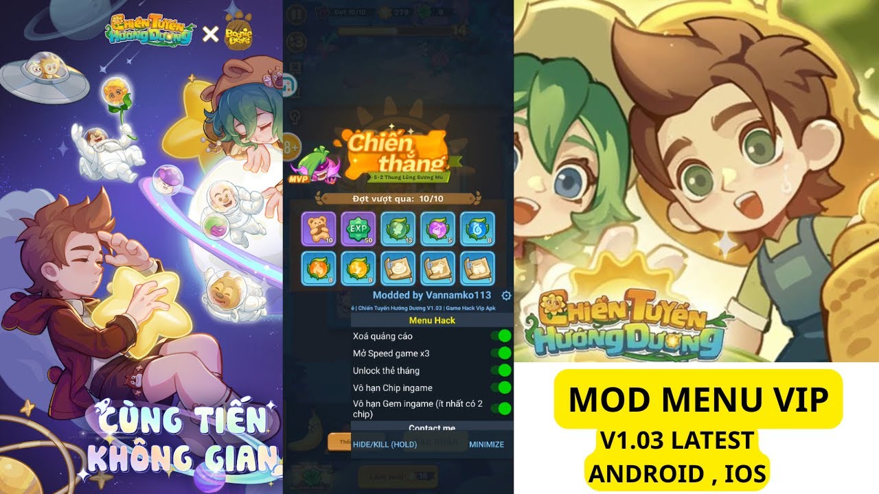 Hack Chiến Tuyến Hướng Dương MOD APK 1.03 Menu Vô Hạn Chip/No Ads/ Speed Atiban