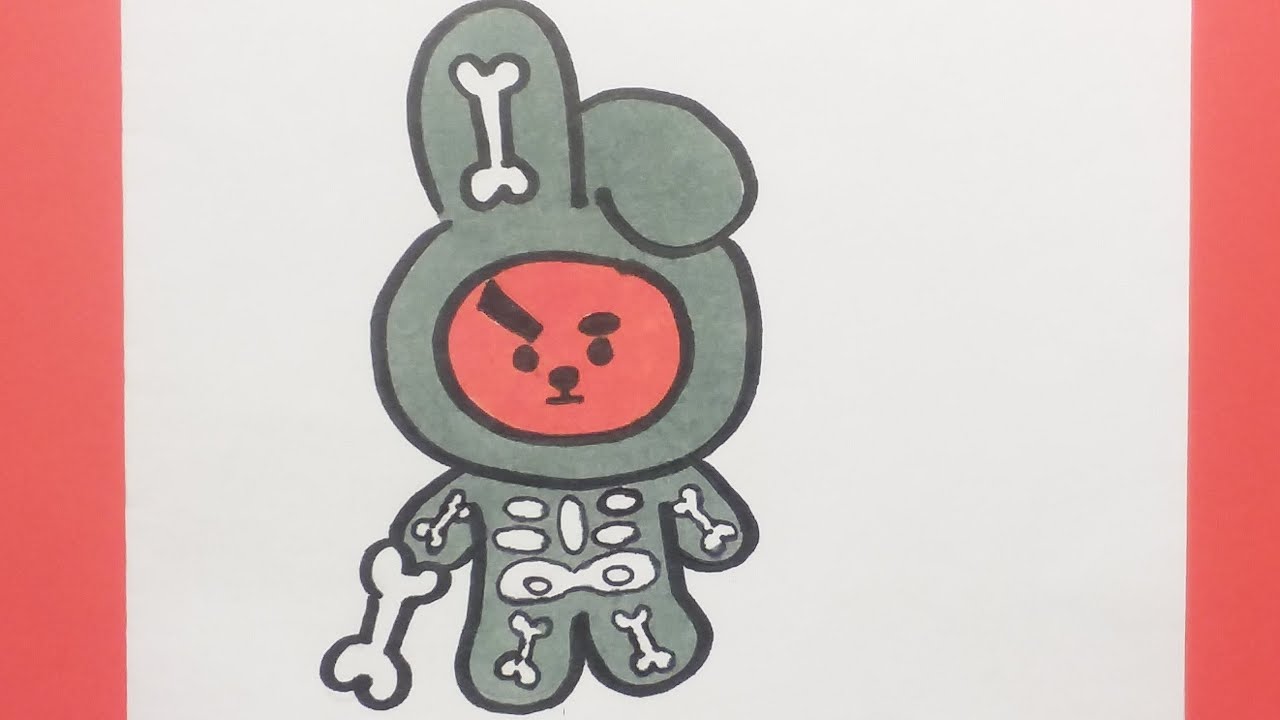 HOW TO DRAW COOKY FROM BT21, HALLOWEEN 