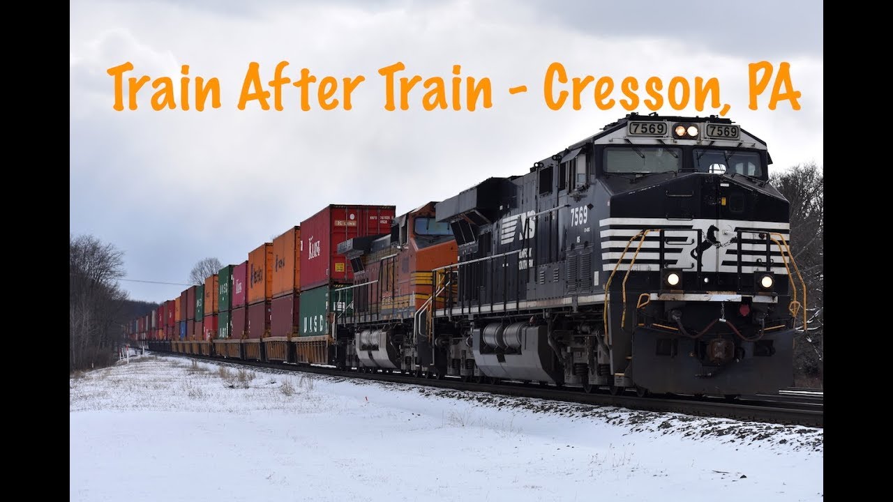 {HD} BNSF Power, EX Conrail SD60M With RS3L, & Helpers In Notch 8 - Cresson, PA 3-8-18!