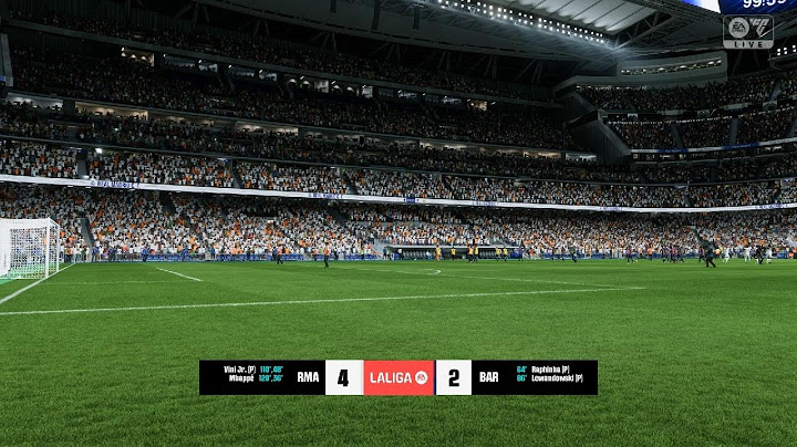 EA SPORTS FC 25 Clásico Real Madrid vs Barcelona reñido partido de muchos goles modo simulación