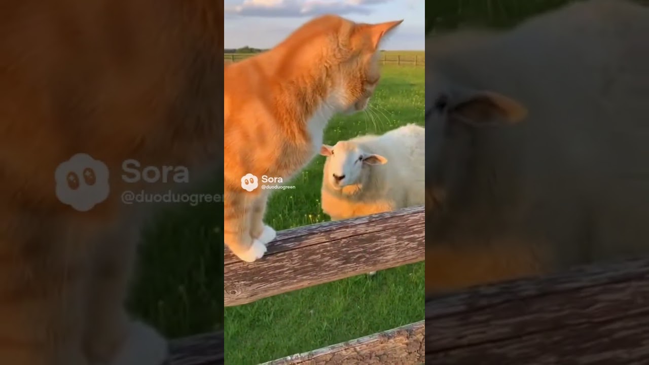 Is this sheep just bored or teasing the cat? 🐑 