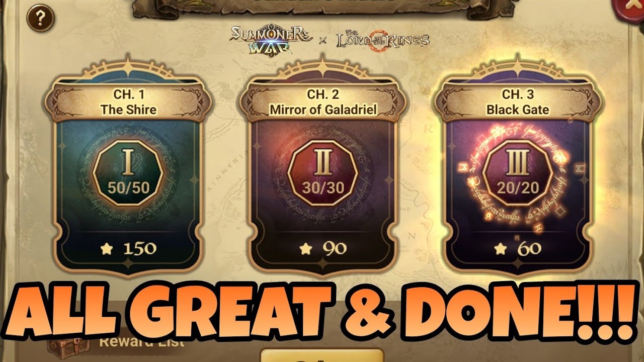 MINIGAME GANDALF'S RIDDLE CH 1, 2 & 3 STAGE 1-100 WAS DONE & ALL GREAT!!! [Summoners War x the LOTR]