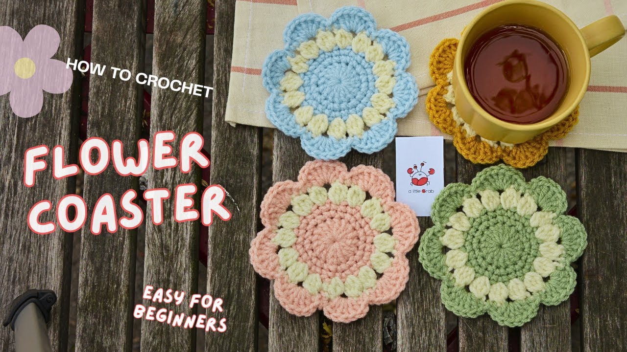 how to crochet a flower coaster | crochet tutorial | free pattern 
