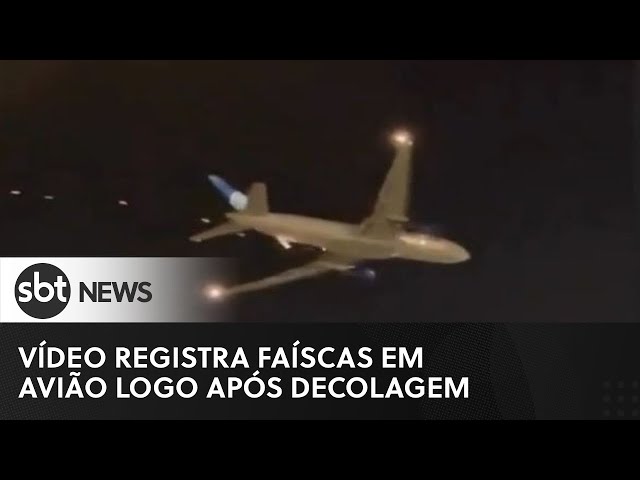 Avião solta faíscas após decolar de Nova York para São Paulo; veja VÍDEO, Mundo