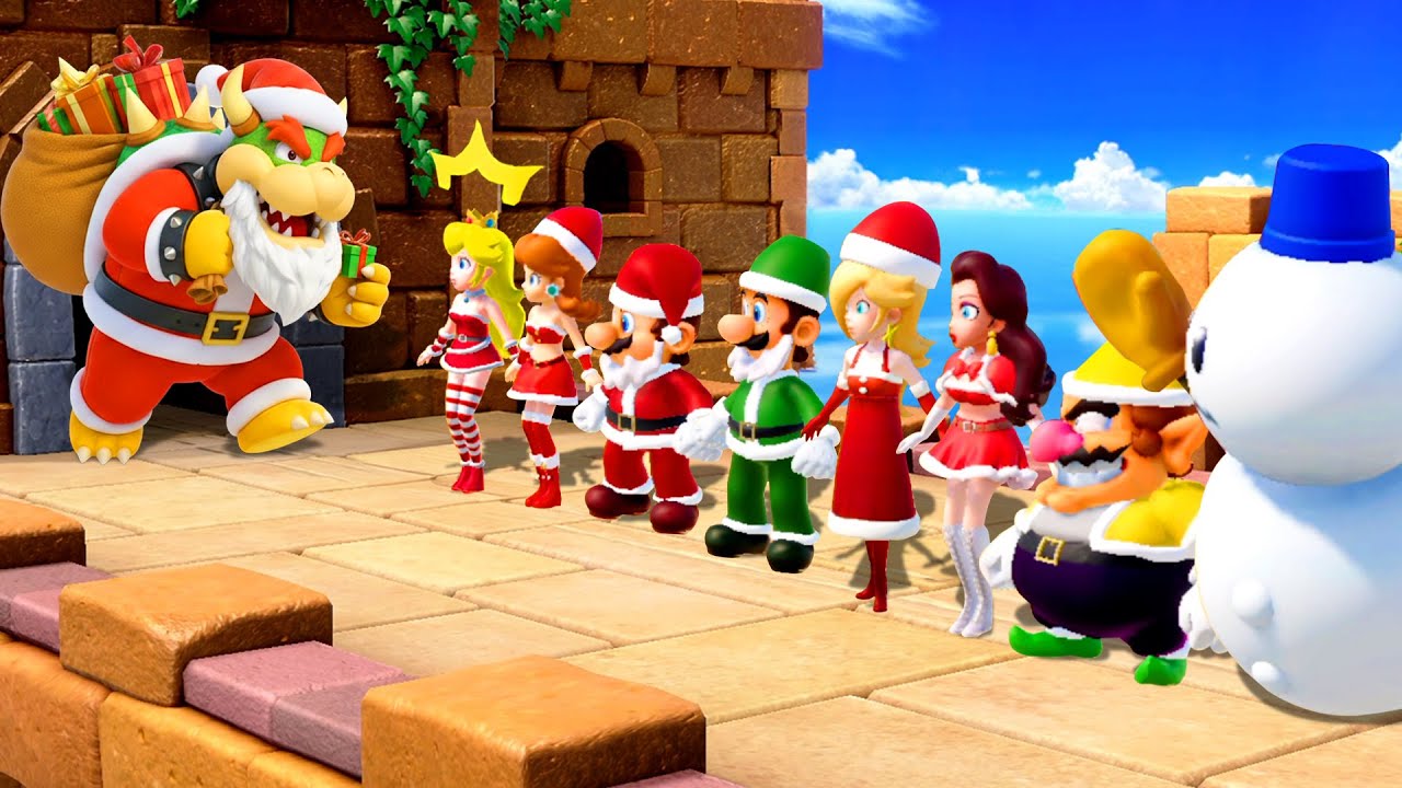 Super Mario Party] All Mini-Games Christmas Peach VS Mario VS
