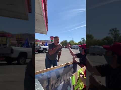 Trump supporter coughs on BLM protesters