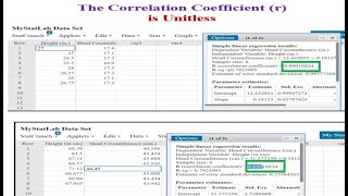The Correlation Coefficient (r) is Unitless [StatCrunch, Scatterplots]
