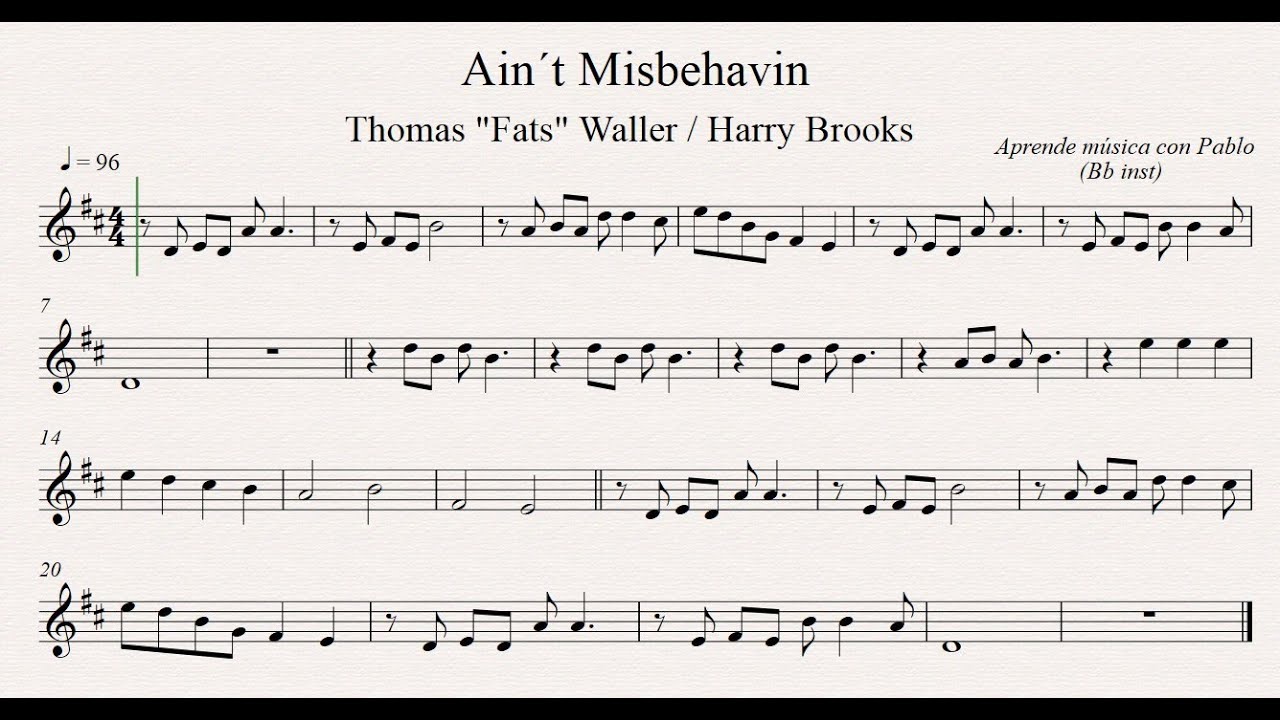 AIN´T MISBEHAVIN: Bb inst (clarinete, trompeta, saxo soprano/tenor