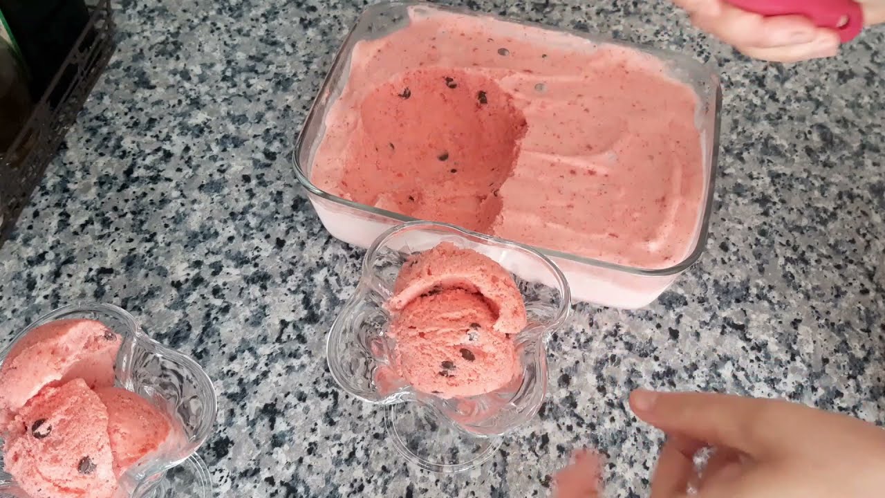 Sorbet à la fraise facile/كلاص الفريزبدون كريمة إقتصادي كيوجد في أقل من 5 دقائق