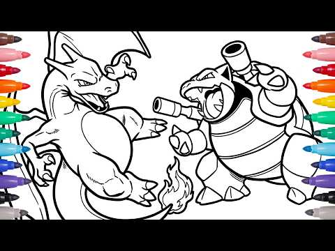 Coloring Charizard vs Blastoise | GEN 1 Epic Pokémon Battle