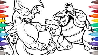 Coloring Charizard vs Blastoise | GEN 1 Epic Pokémon Battle