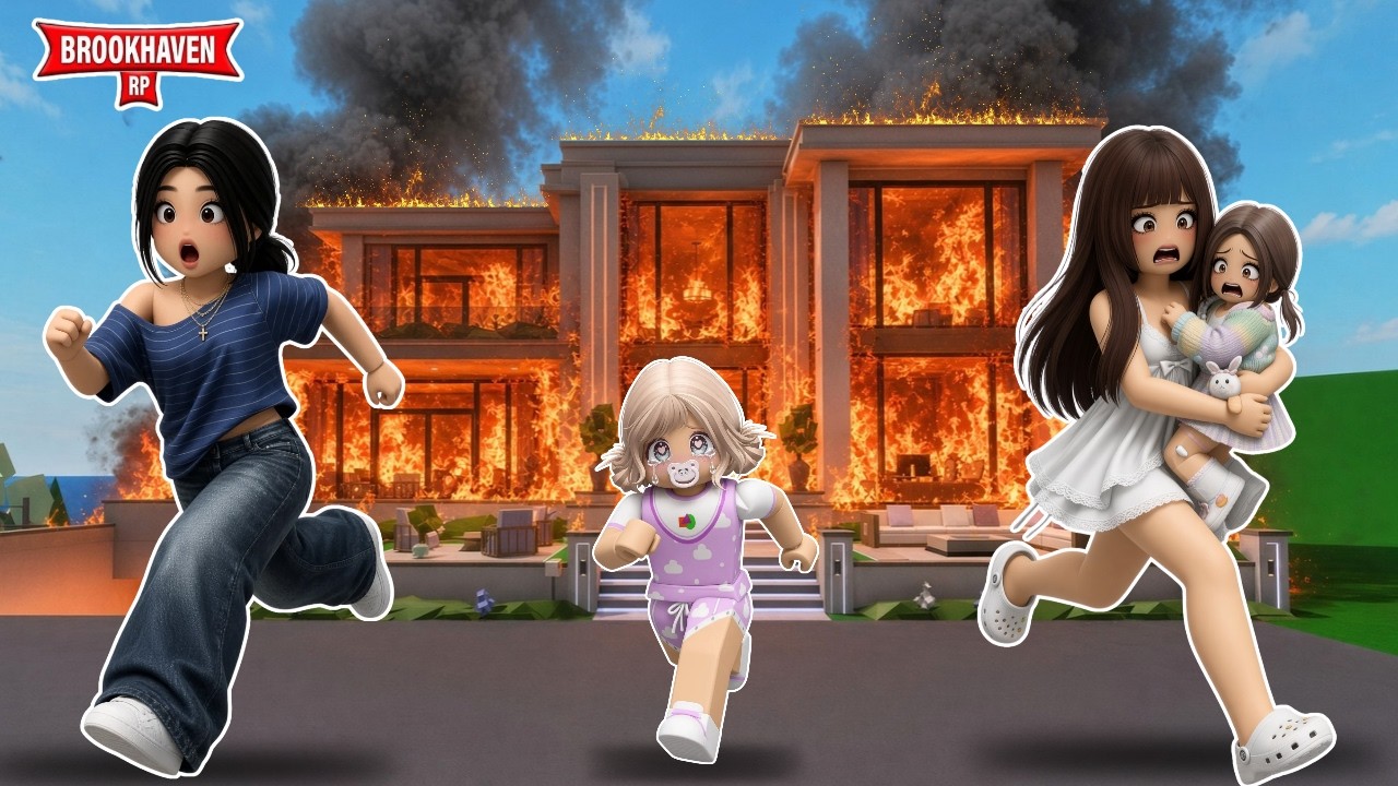 NUESTRA CASA SE INCENDIA *ESTAMOS EN PELIGRO* CON MI HERMANA Y NUESTRAS HIJAS BROOKHAVEN ROBLOX