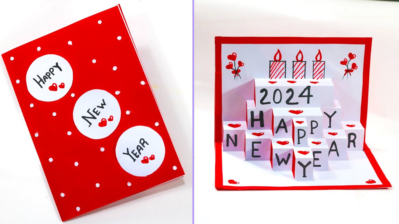 DIY - Happy New Year Greetings Card 2024 - Handmade New Year Card - DIY ...