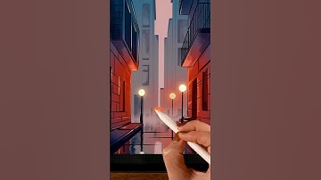 ☔️ Illustrating A Rainy Street Scene On Your Ipad #howtodraw #drawingtutorial #procreate