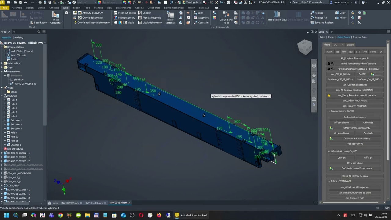 iLogic On Off All Sketches for All Or One Component and Weldments On Off All Sketches for Machining