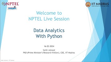 Data Analytics With Python | NOC24-CS20 | Live Session 4 | NPTEL