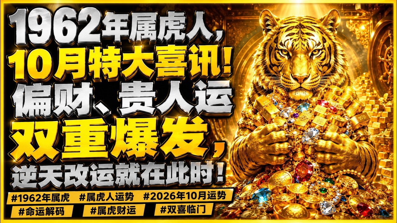 1962年属虎人，10月特大喜讯！偏财、贵人运双重爆发，逆天改运就在此时