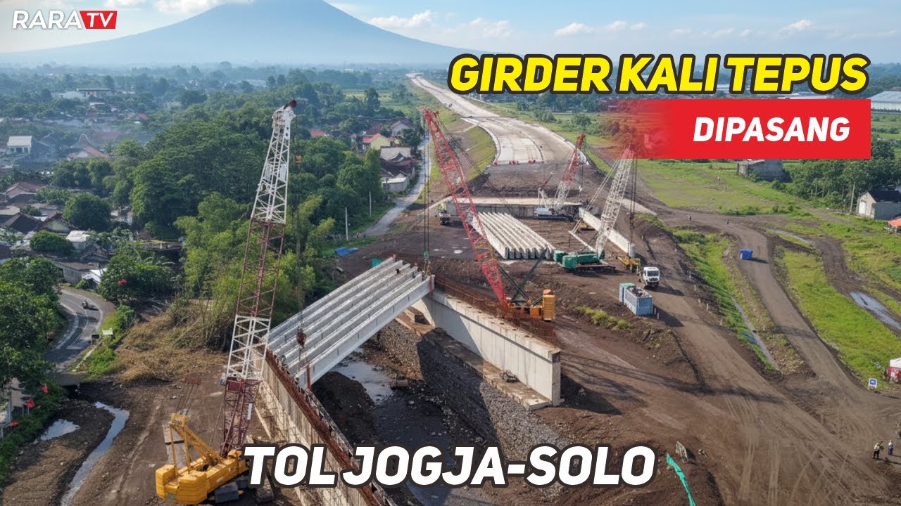 Pemasangan Balok Girder di Kali Tepus Pembangunan Tol Jogja – Solo