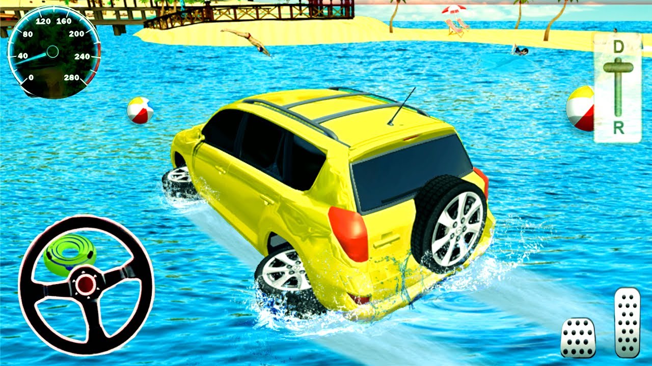 Water Surfer Jeep Driving Game - Cars Floating Race Miami Beach - Android GamePlay