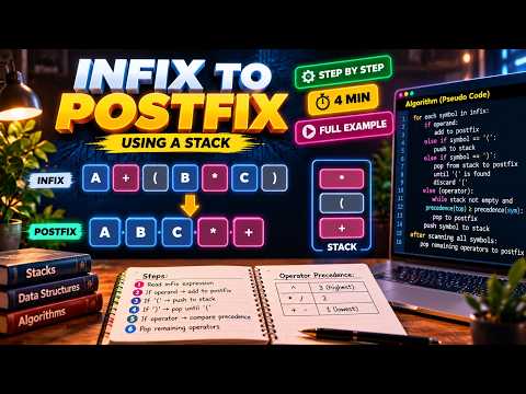 Infix to Postfix Made Easy | Stack Animation + Pseudocode