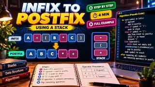 Infix to Postfix Made Easy | Stack Animation + Pseudocode