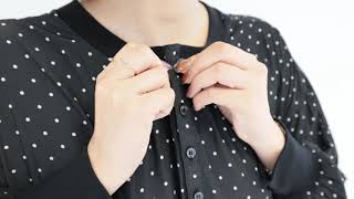 Boutique Ordinary×HEELANDTOE「リブ付き黒白ドットロングワンピース 
