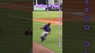 Catcher Ricardo Oliver makes a great catch on a pop up right after he takes a hard shot to the face