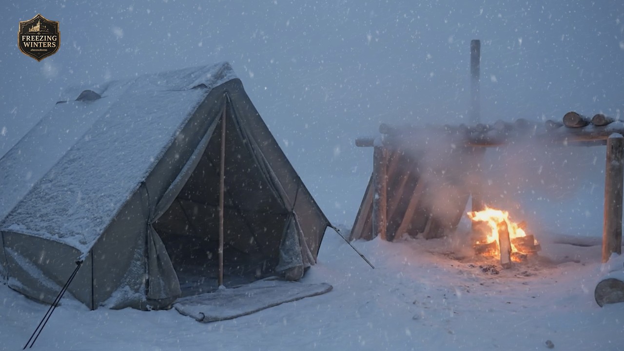 Winter Storm Camping at  41°C ❄️ Frozen Blizzard Sounds to Ease Stress & Anxiety