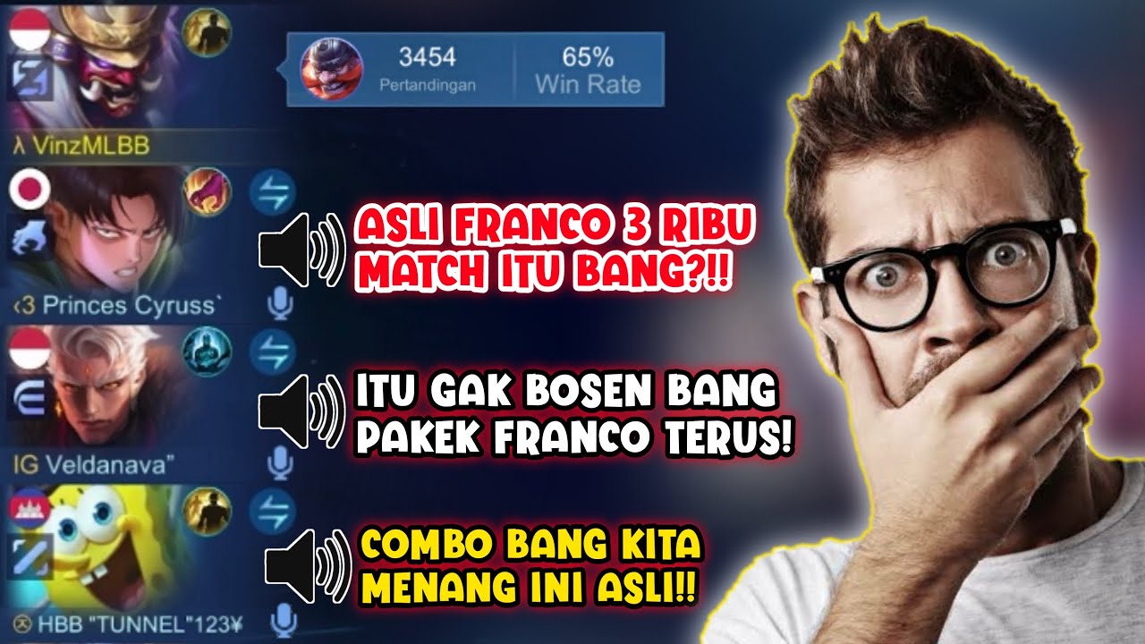 REACTION TEAM GUA KETIKA PAKAI HERO FRANCO DAN KALI INI TEAM GUA AUTO KAGET SAMA HOOK GW ASLI!