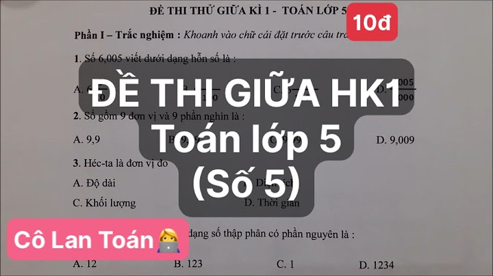 Đề thi môn toán lớp 5 giữa kì 1