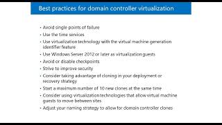 Best practices for domain controller virtualization