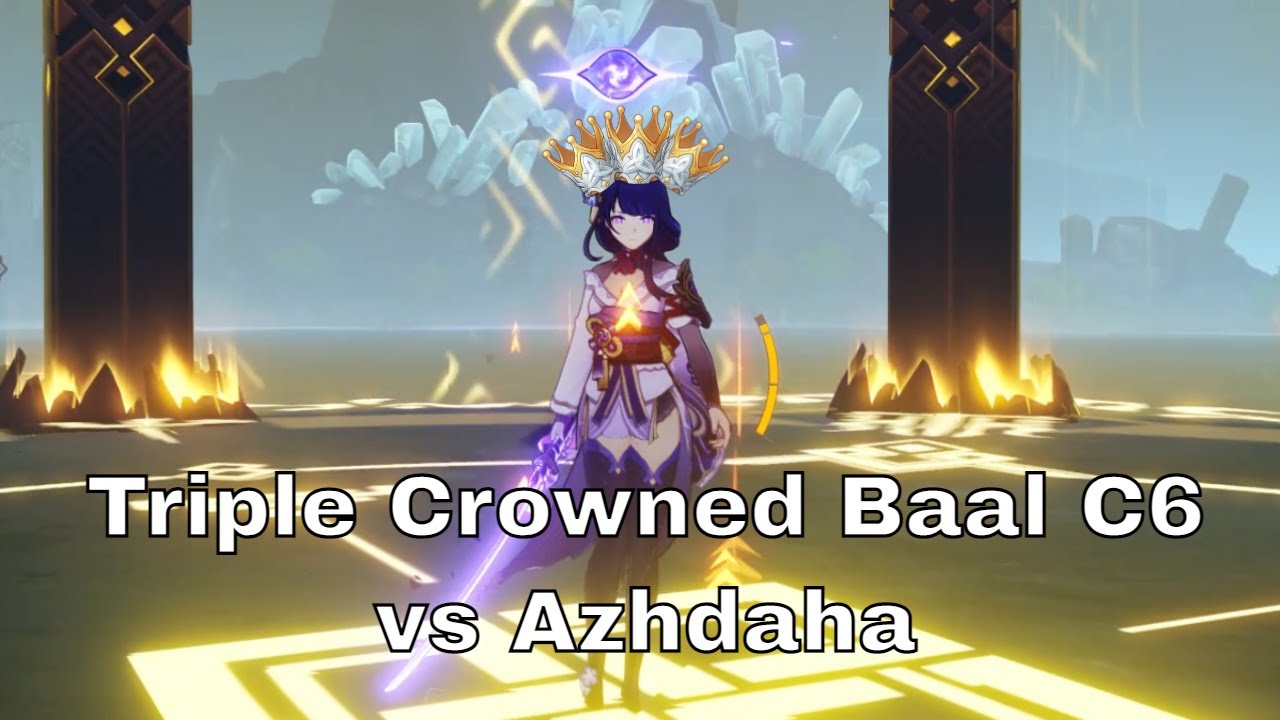 Triple Crowned Raiden Shogun C6 vs Azhdaha Solo | Genshin Impact