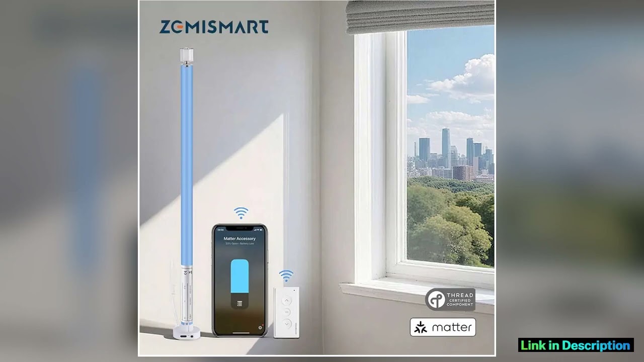 Zemismart Matter Over Thread Smart Roller Shade Blinds Motor for 25mm 28mm Tube Builtin Battery Hom