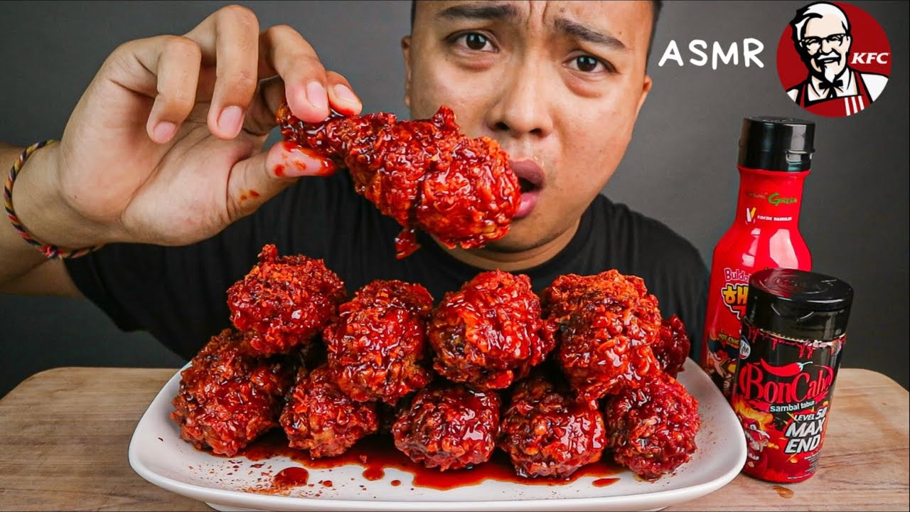 ASMR AYAM CRISPY PEDAS KFC + 1 BOTOL SAMYANG & BONCABE MAX END! MUKBANG AYAM KFC SAOS SAMYANG