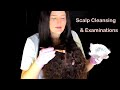 Asmr scalp check  foam cleansing on curly hair whispered
