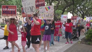 Protesters rally over HISD terminations in downtown Houston
